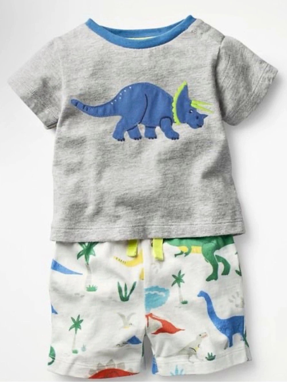 Baby Boden Y0260 Dinosaur Two-Piece Set Gray & White Baby 12-18M Like New